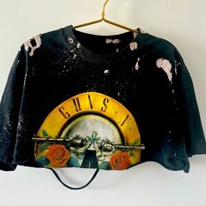 Guns N’ Roses Distressed Bleach Splatter Crop Top - One Size Fits All